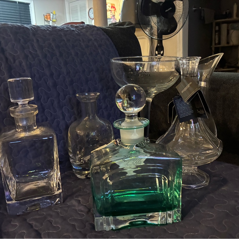 Emerald Green oversized tequila blue agave glass decanter